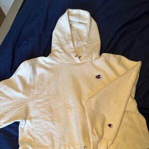 White Cropped Champion Hoodie